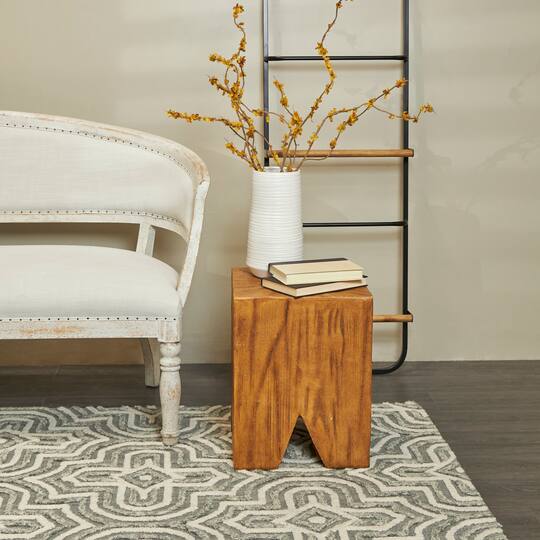 18" Brown Block Outdoor Accent Table